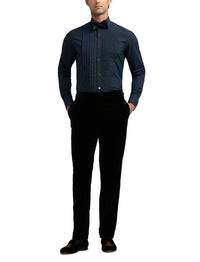Chemise de smoking écossaise en popeline - Black, Navy & Green