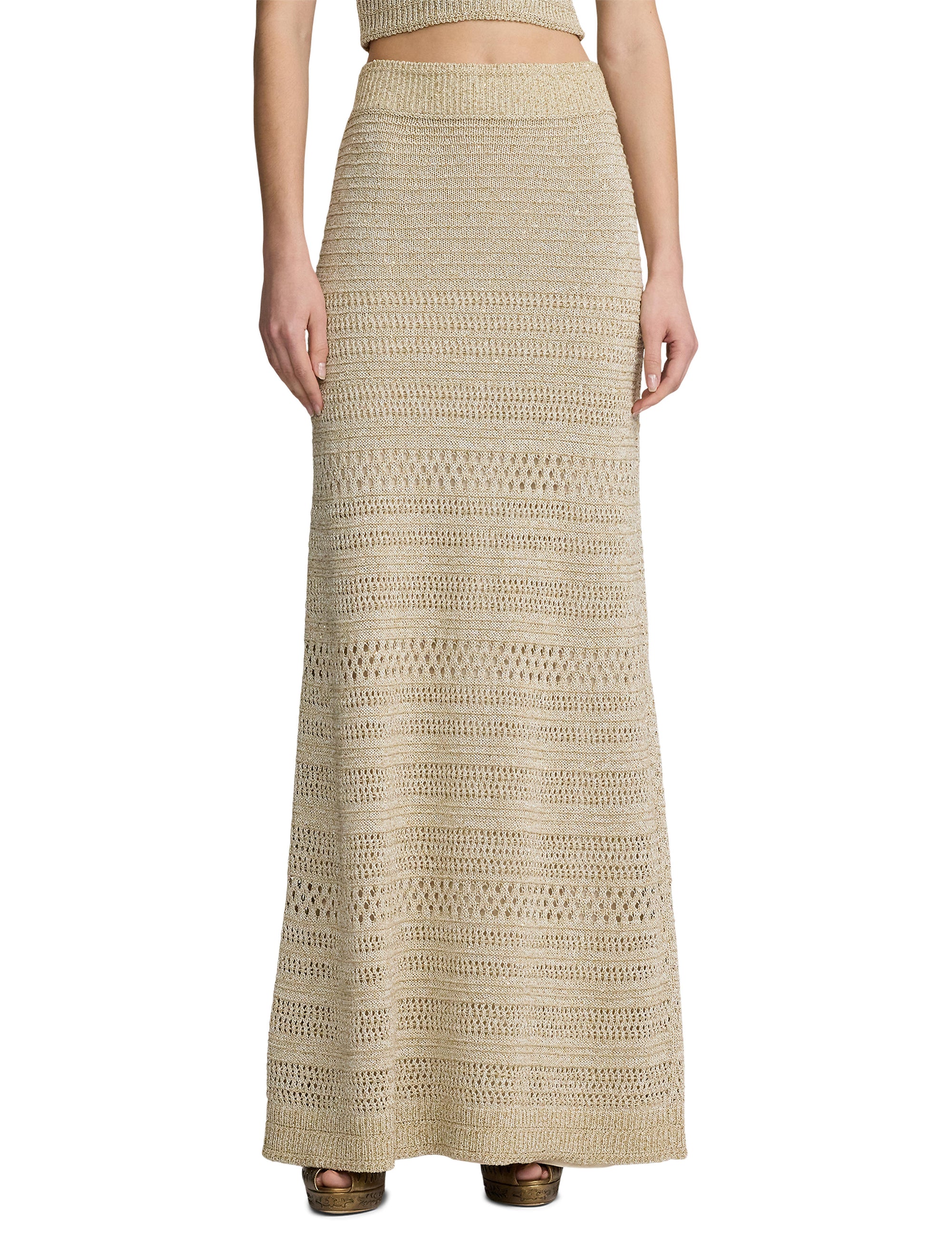 Maxi jupe texturée pailletée - Tan Multi