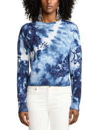 Pull à col rond décoré à motif tie-dye - Navy Multi