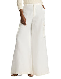 Pantalon cargo jambe large Carry en lin - Cream