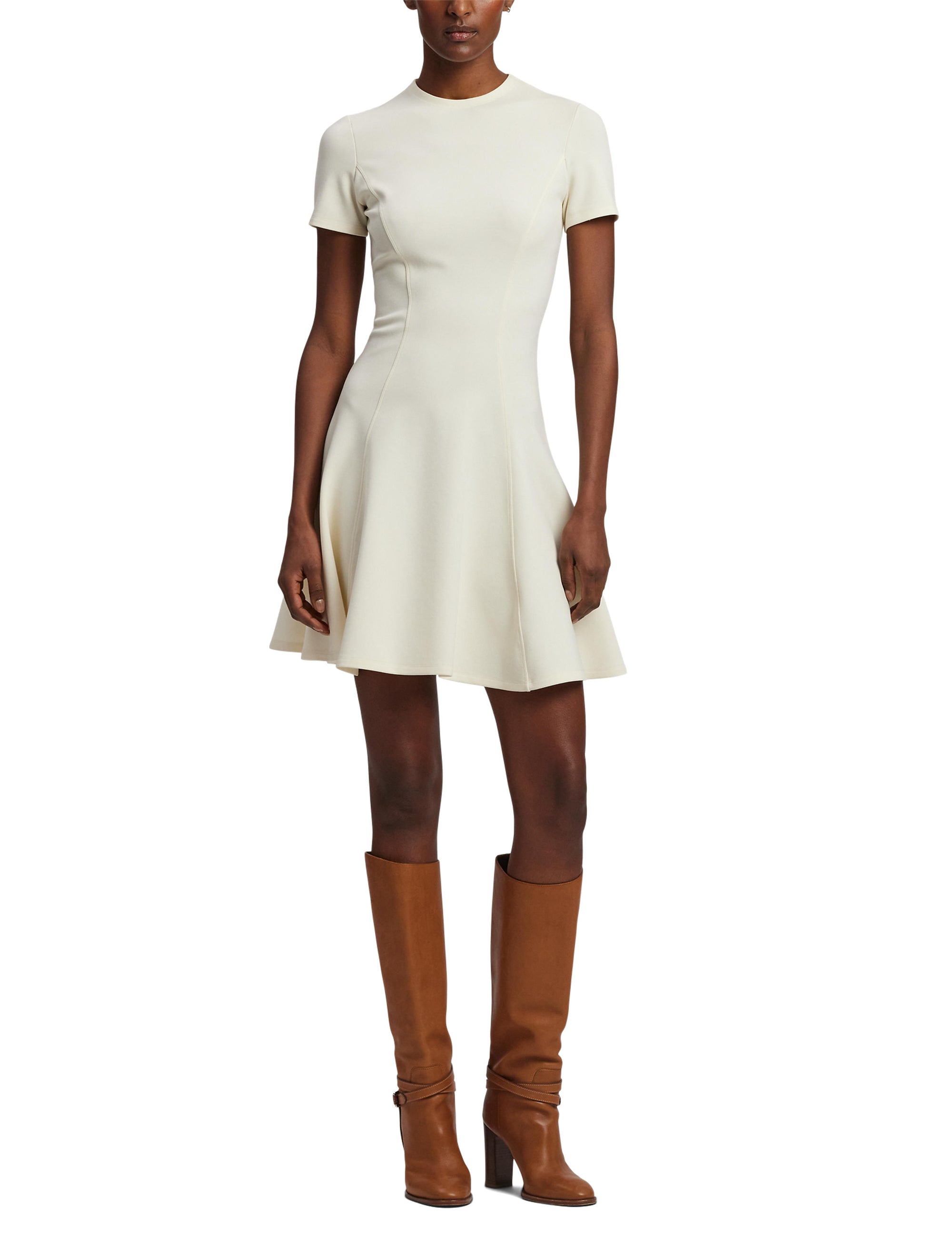 Robe à manches courtes en jersey stretch - Lux Cream