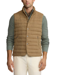 Gilet matelassé en laine et lin mélangé - Tan & Brown