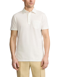 Polo lavé Custom Slim Fit en piqué - Classic White