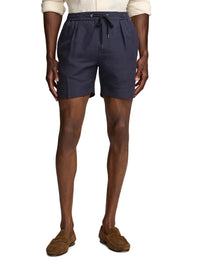 Short confectionné à la main en lin et soie mélangé - Classic Chairman Navy
