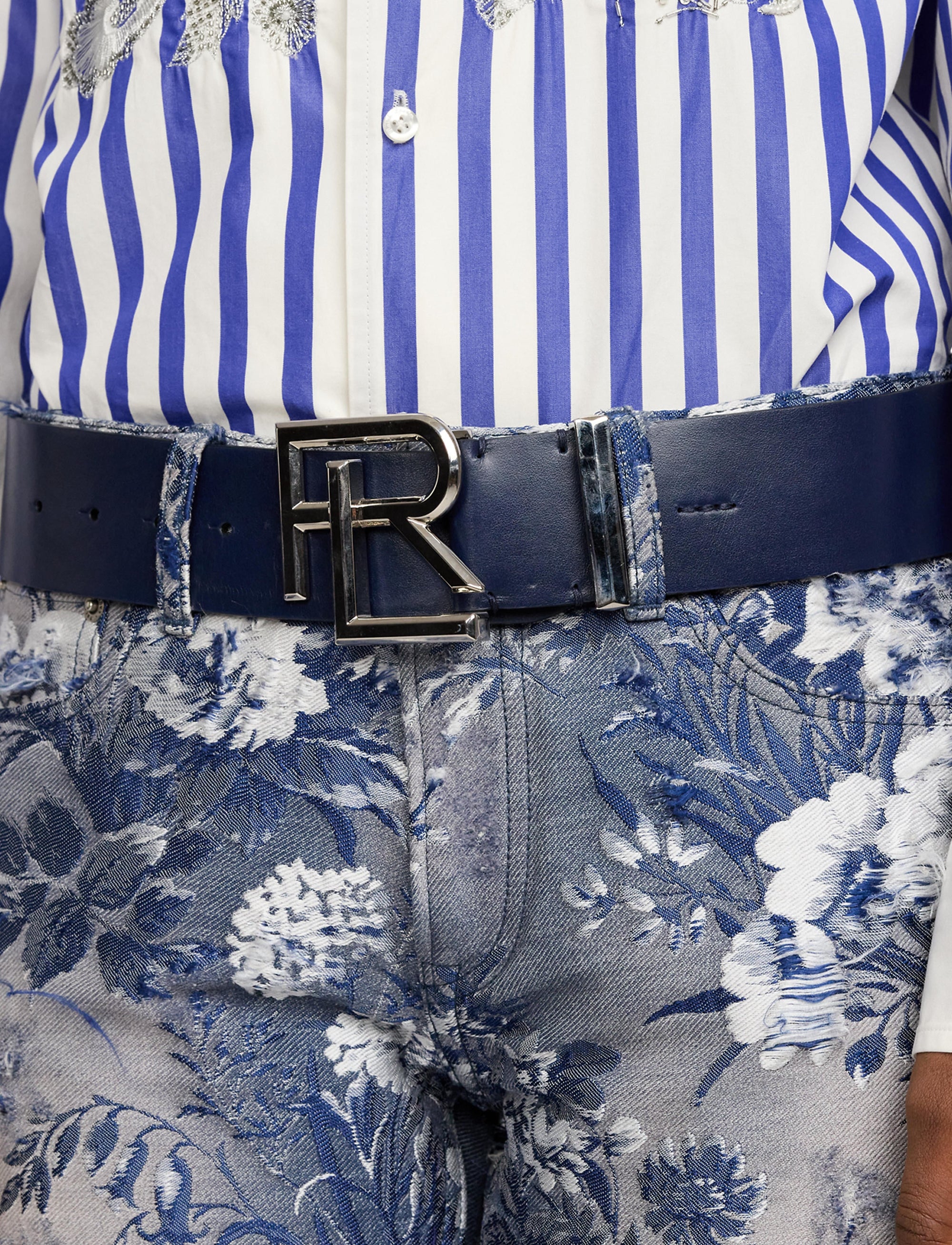 Ceinture large RL en cuir box - Ink