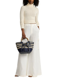 Cabas Ralph en raphia tressé - Navy & Natural