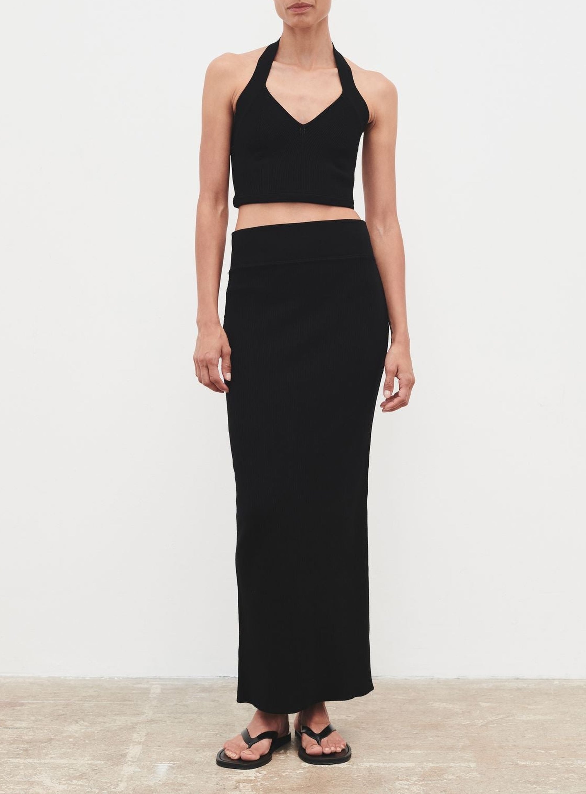 Contour Knit Halter - Black