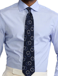 Silk crepe circle tie - Navy
