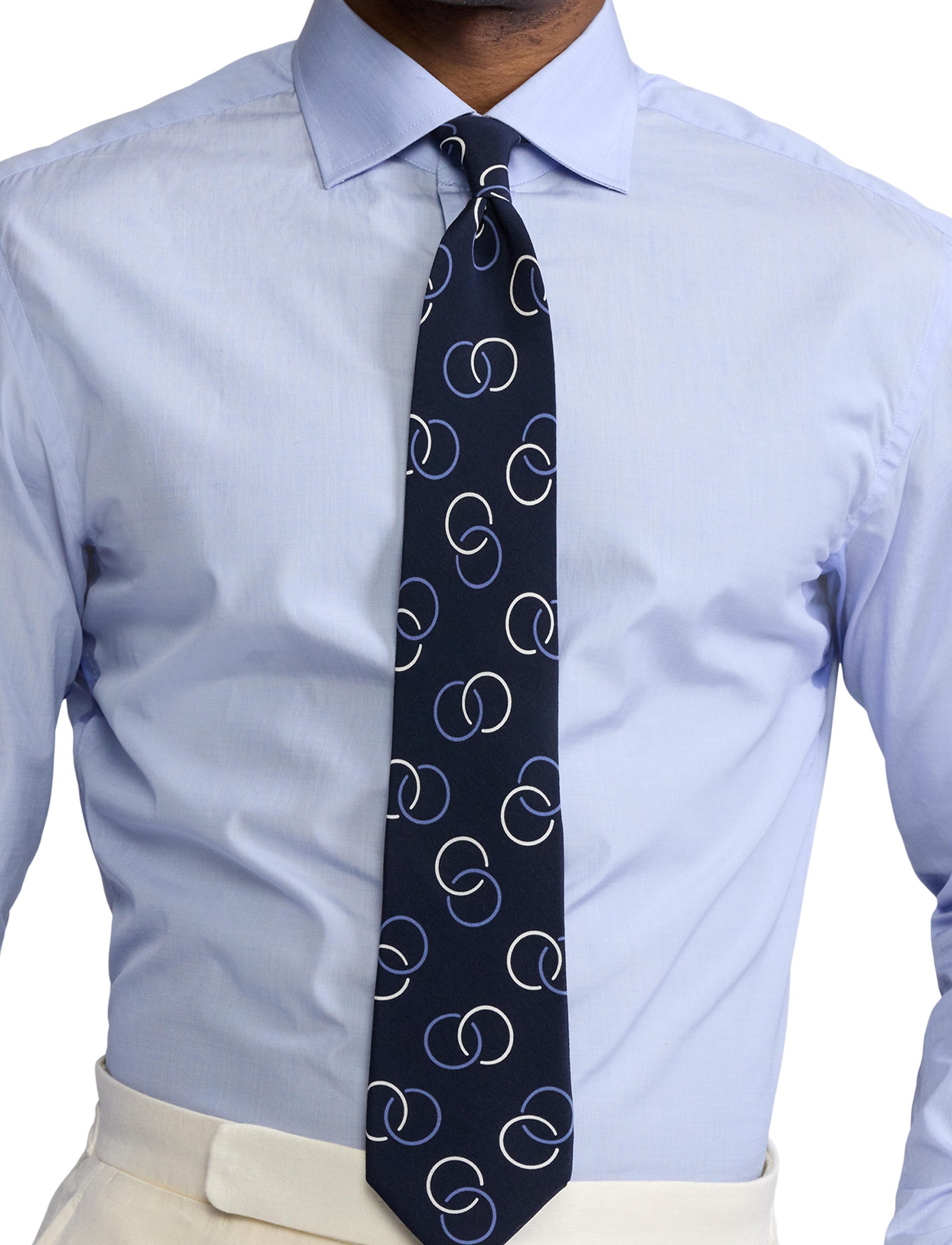 Silk crepe circle tie - Navy