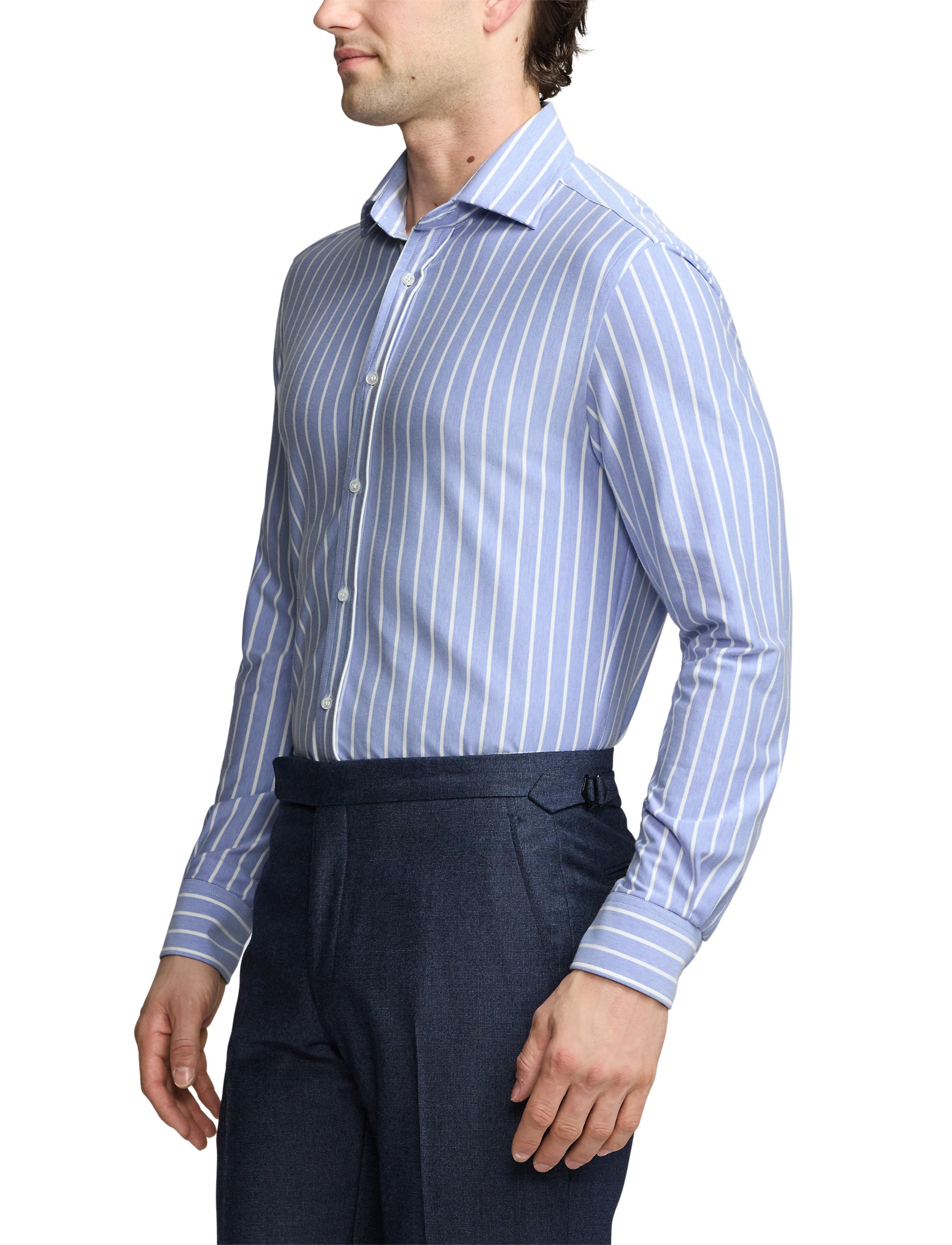 Chemise rayée en jersey stretch - Blue & White