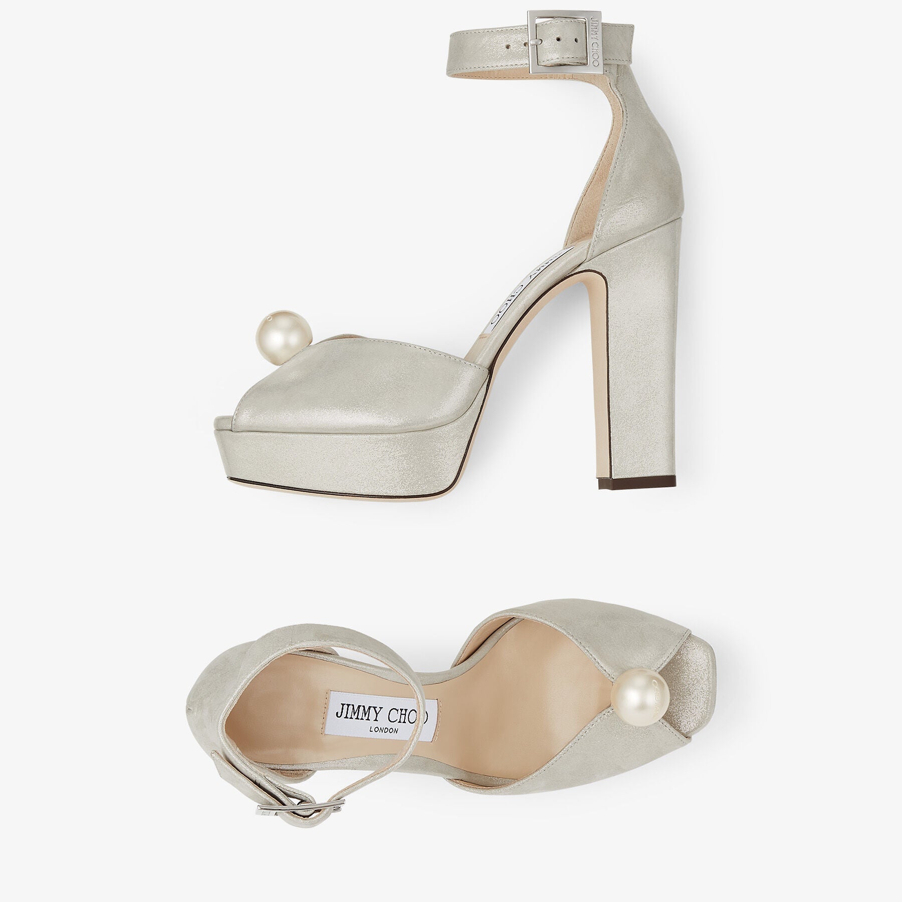 Sandales Socorie 120 en cuir - Champagne & White