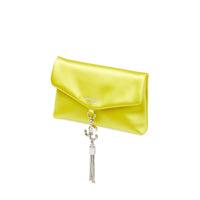 Soft satin card holder with tassel - Yellow & Silver