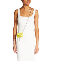 Soft satin card holder with tassel - Yellow & Silver