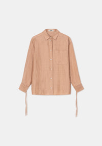 Chemise Soir à manches nouées en lin - Apricot