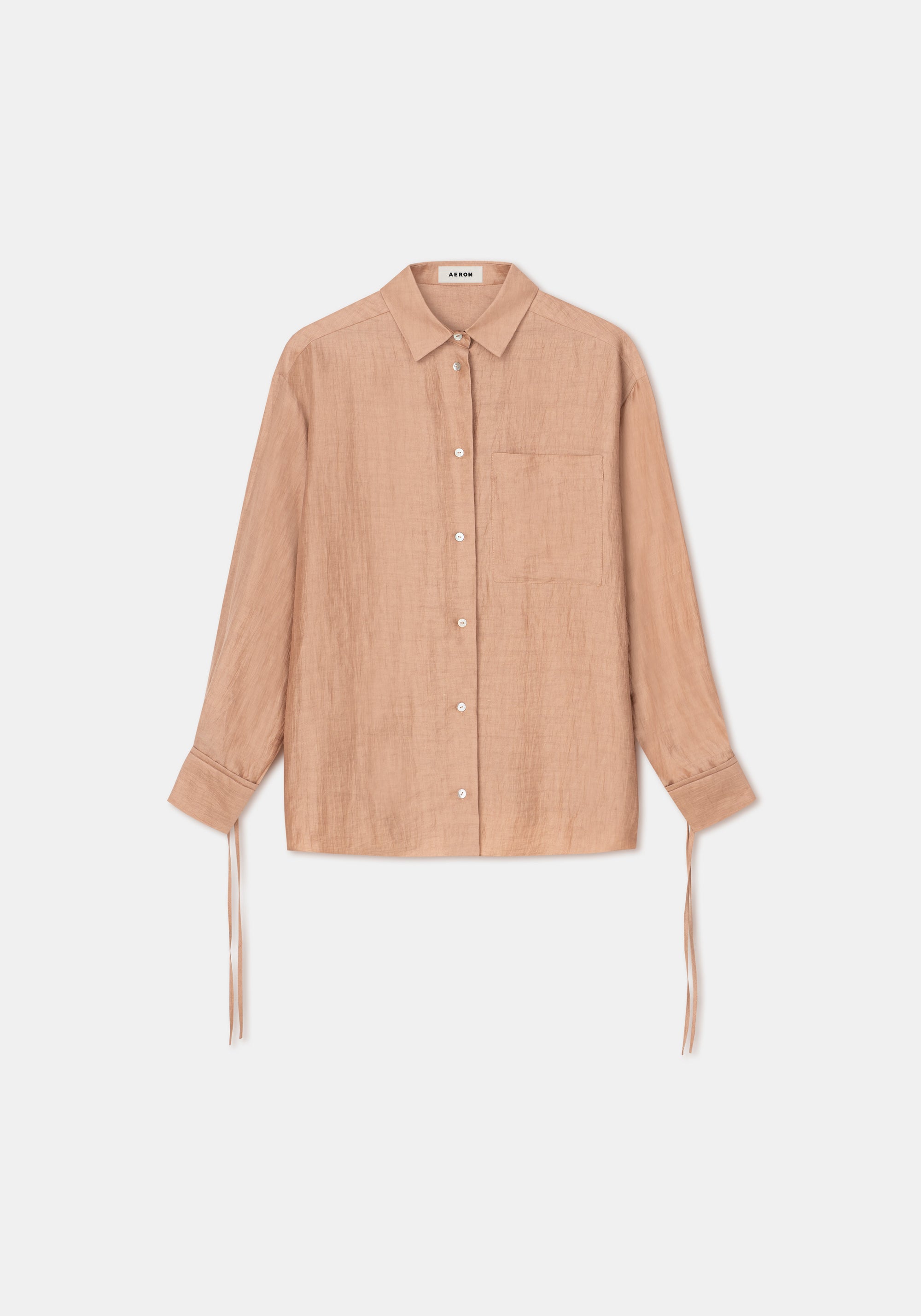 Chemise Soir à manches nouées en lin - Apricot