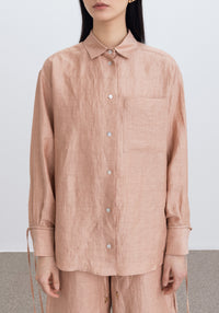 Chemise Soir à manches nouées en lin - Apricot