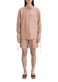 Chemise Soir à manches nouées en lin - Apricot