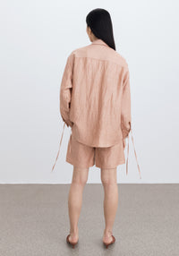 Chemise Soir à manches nouées en lin - Apricot
