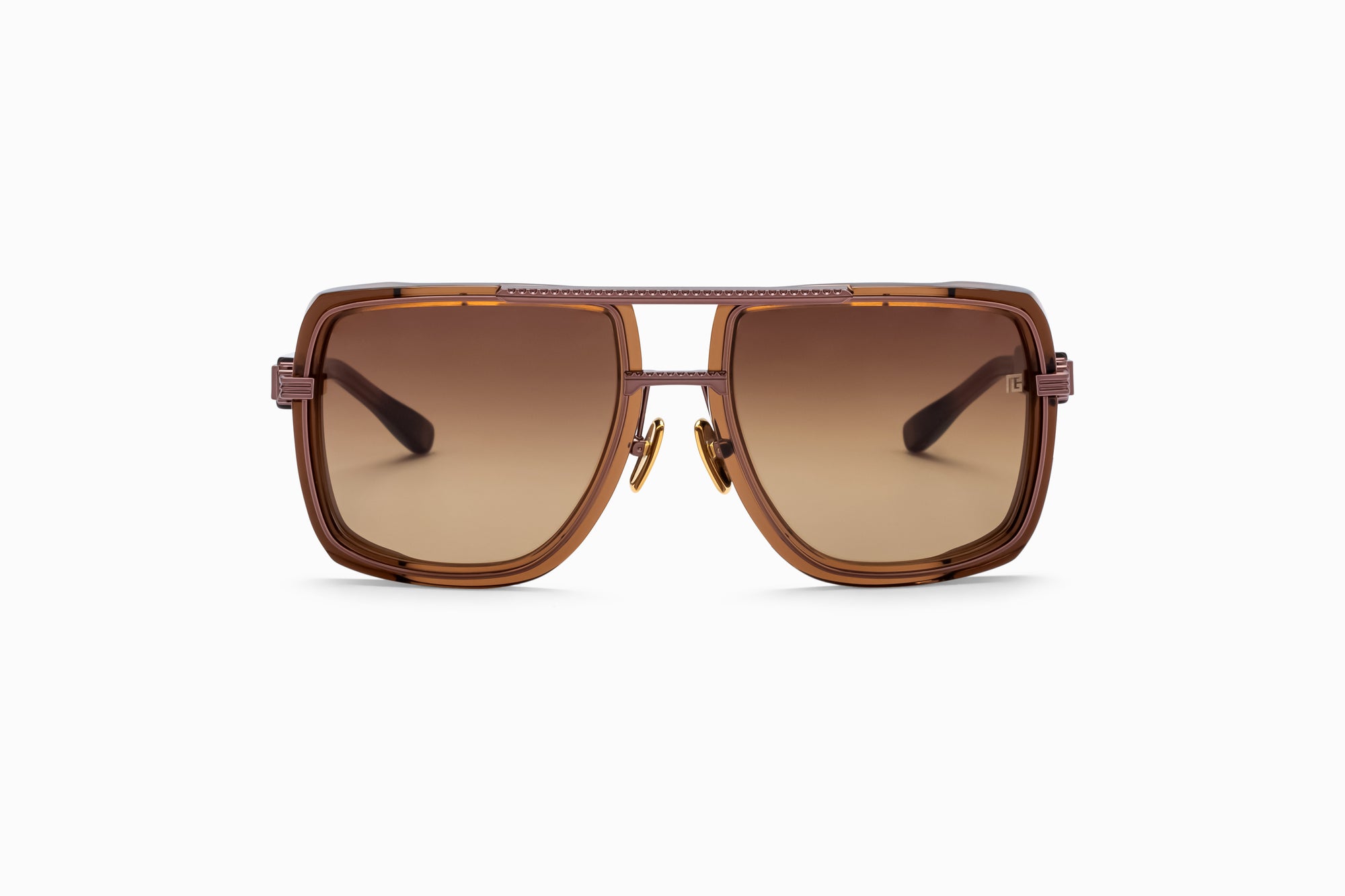 Crystal Brown Brown Metal SOLDIER Lunettes de soleil