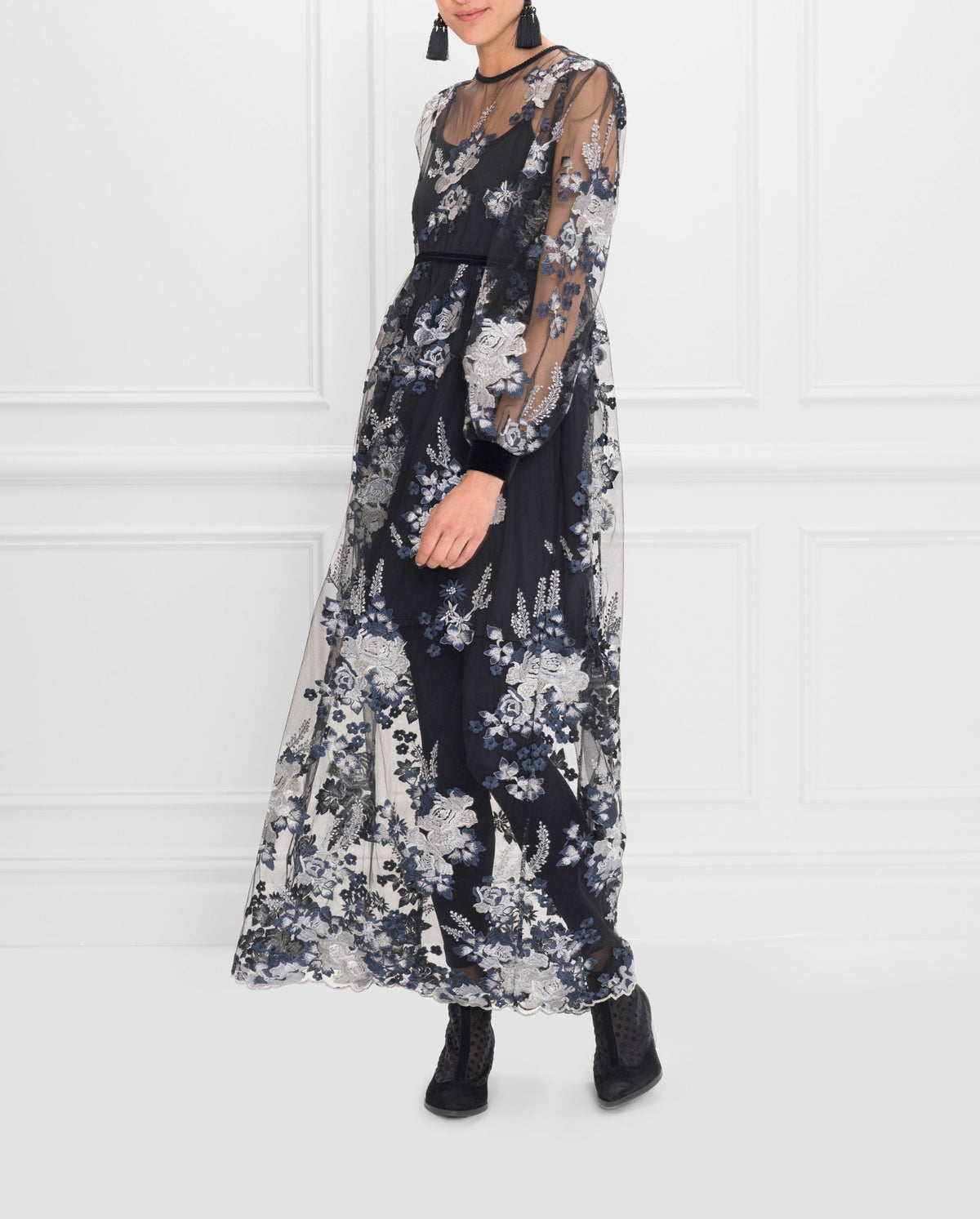 Robe Soleil à détails brodés - Silver Grey