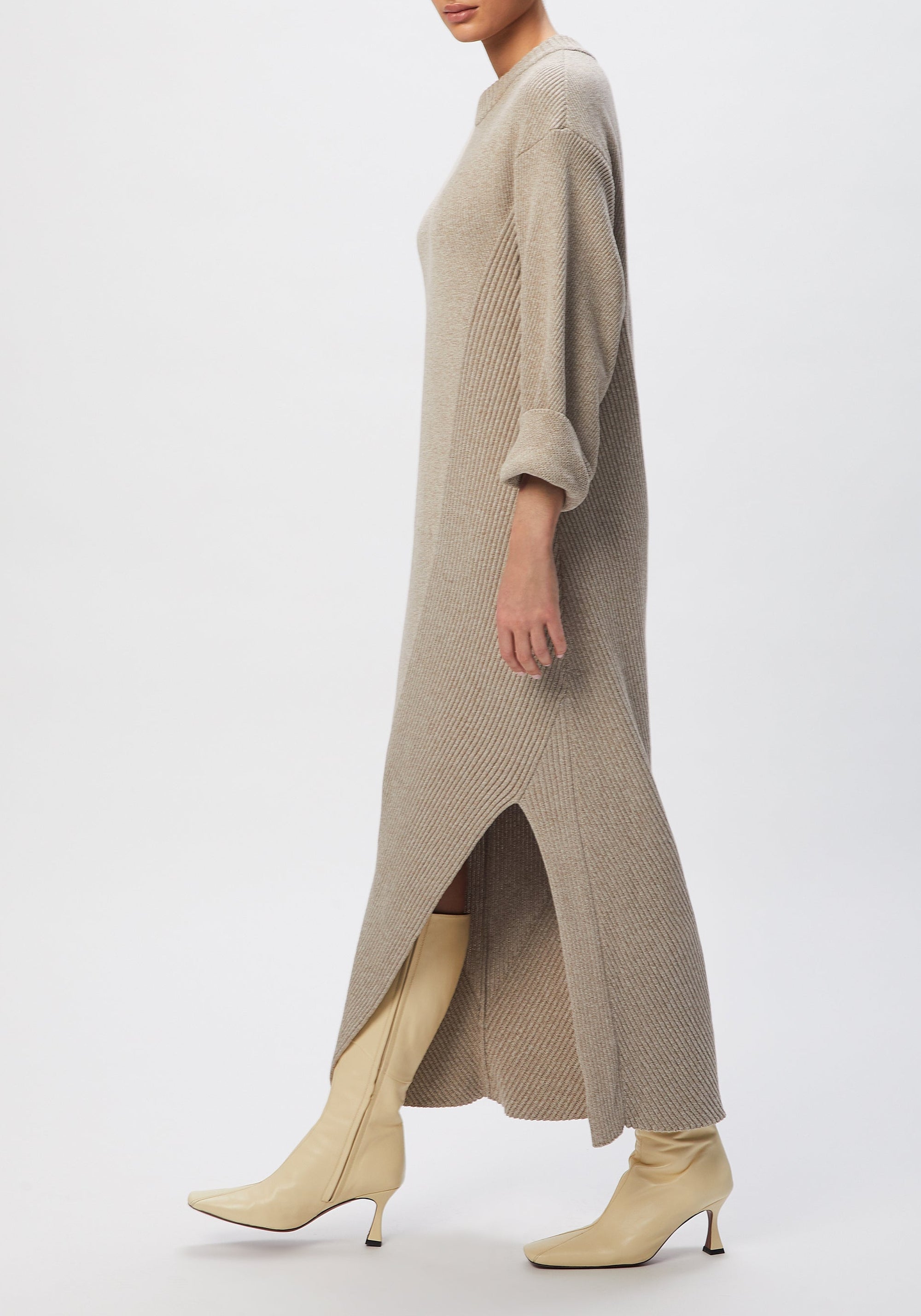 Robe longue Sommer côtelée - Beige