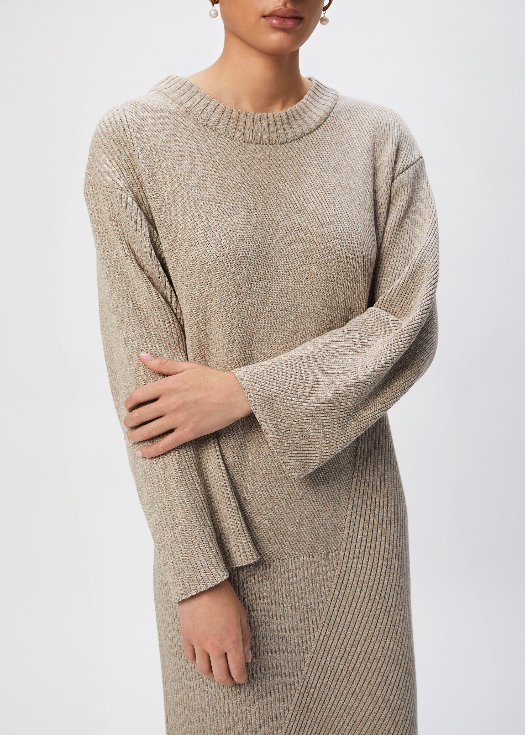 Robe longue Sommer côtelée - Beige