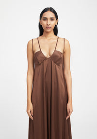 Robe longue Sophie à bretelles - Chocolate
