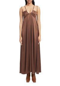 Robe longue Sophie à bretelles - Chocolate