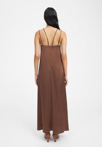 Robe longue Sophie à bretelles - Chocolate