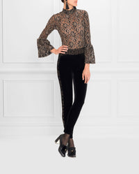 Top Sabine en dentelle à manches longues - Black