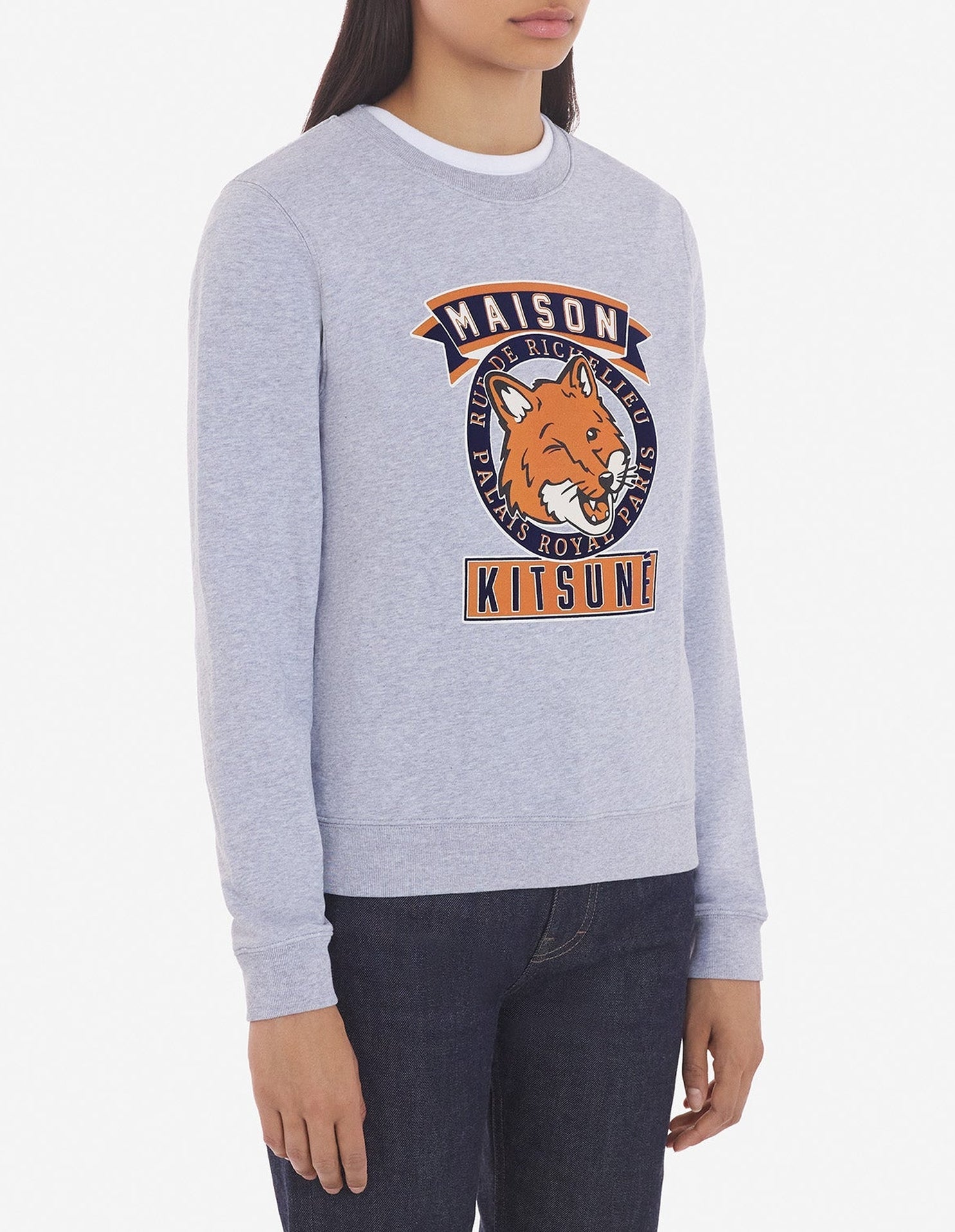 Sweatshirt à col rond avec illustration imprimée - Light Grey Melange