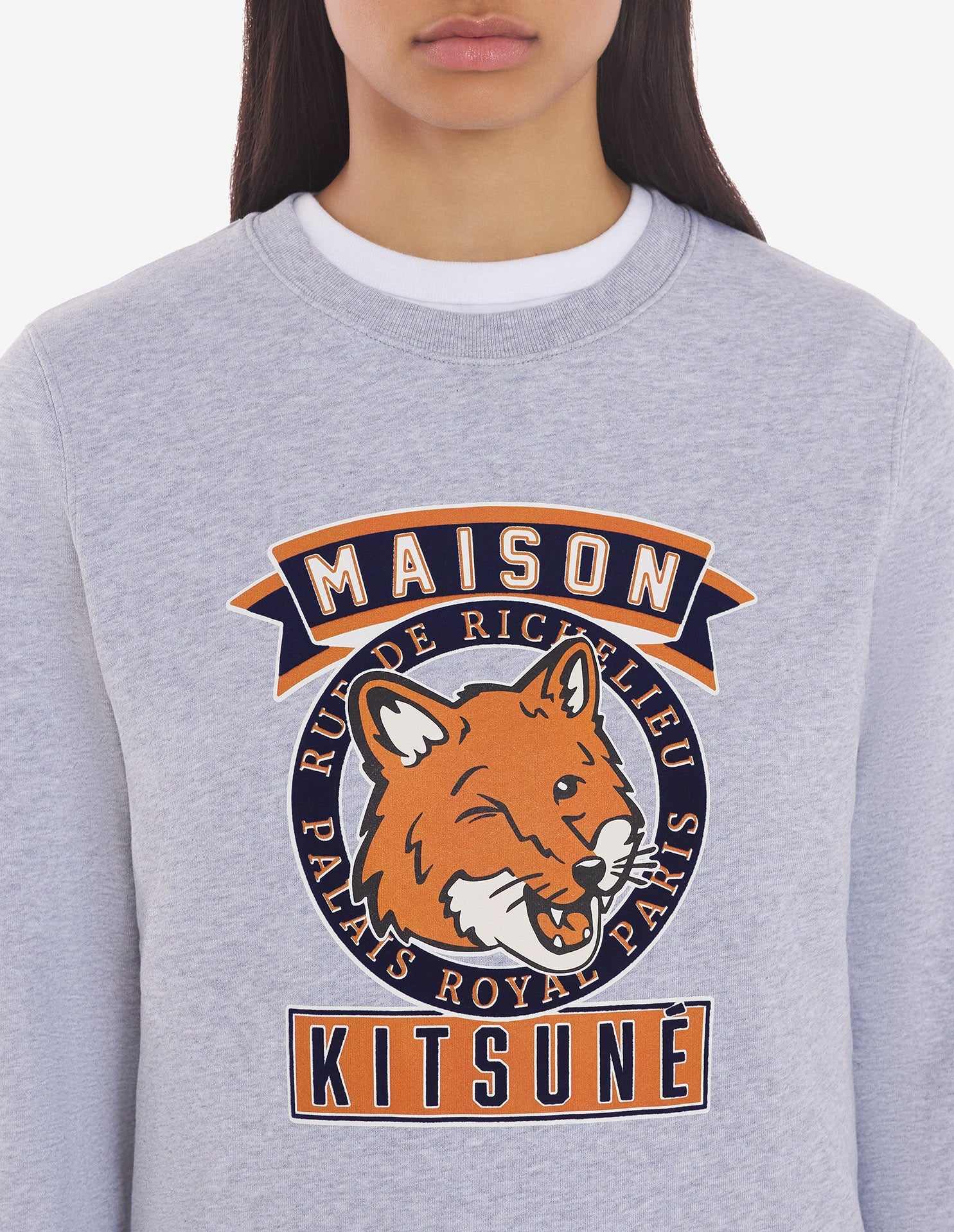 Sweatshirt à col rond avec illustration imprimée - Light Grey Melange