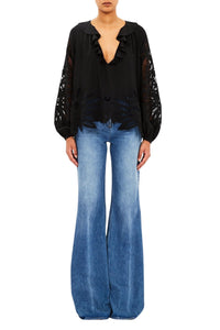 Adonis LS Silk Applique Blouse