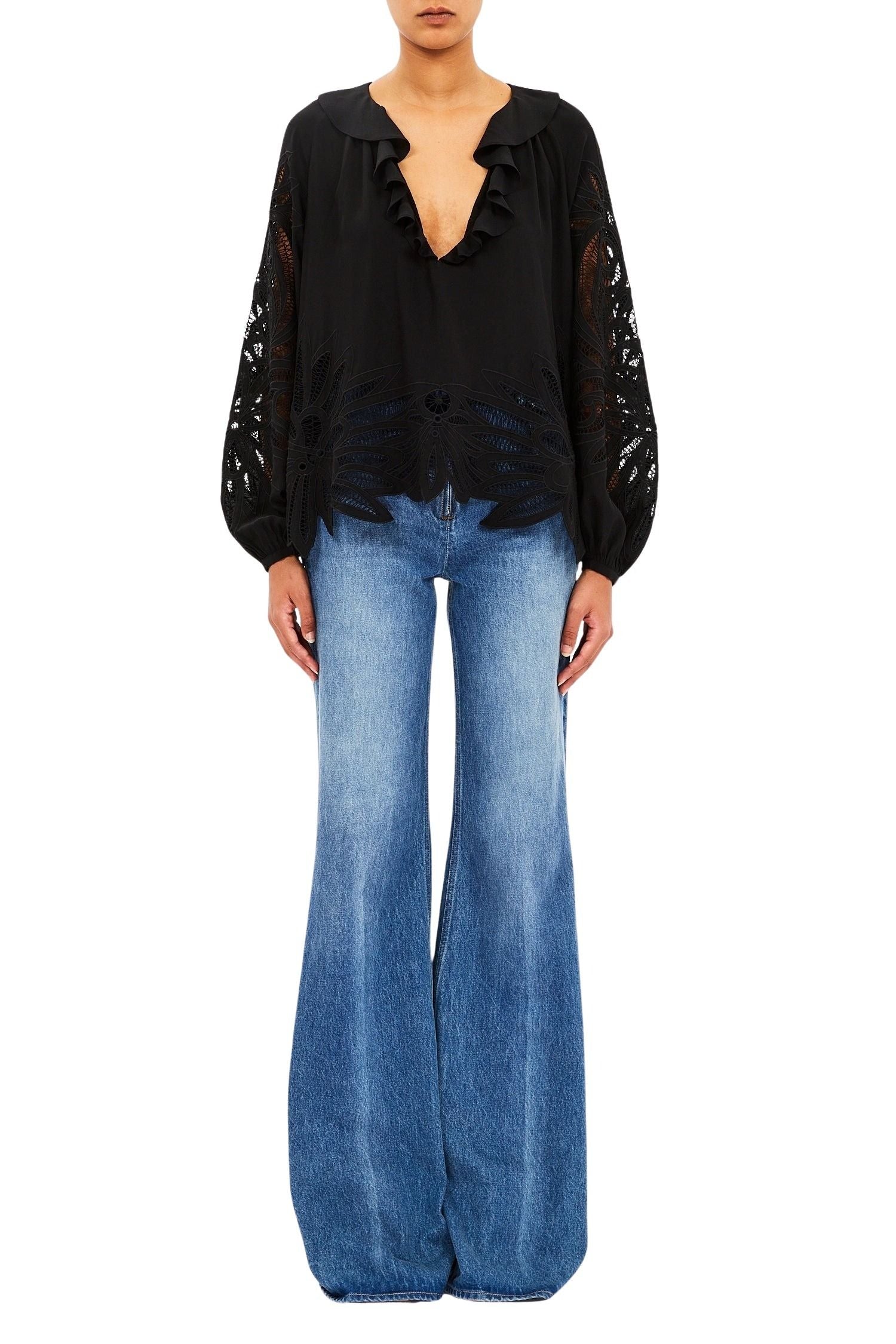 Adonis LS Silk Applique Blouse