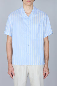 Chemise rayée en soie - Oxford Blue