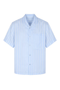 Chemise rayée en soie - Oxford Blue