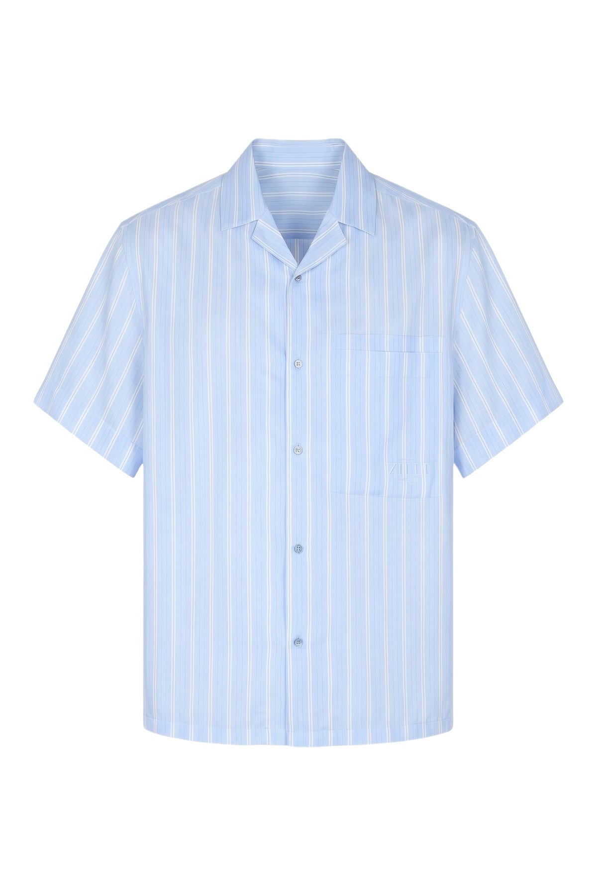 Chemise rayée en soie - Oxford Blue