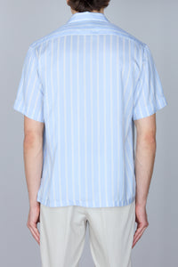Chemise rayée en soie - Oxford Blue