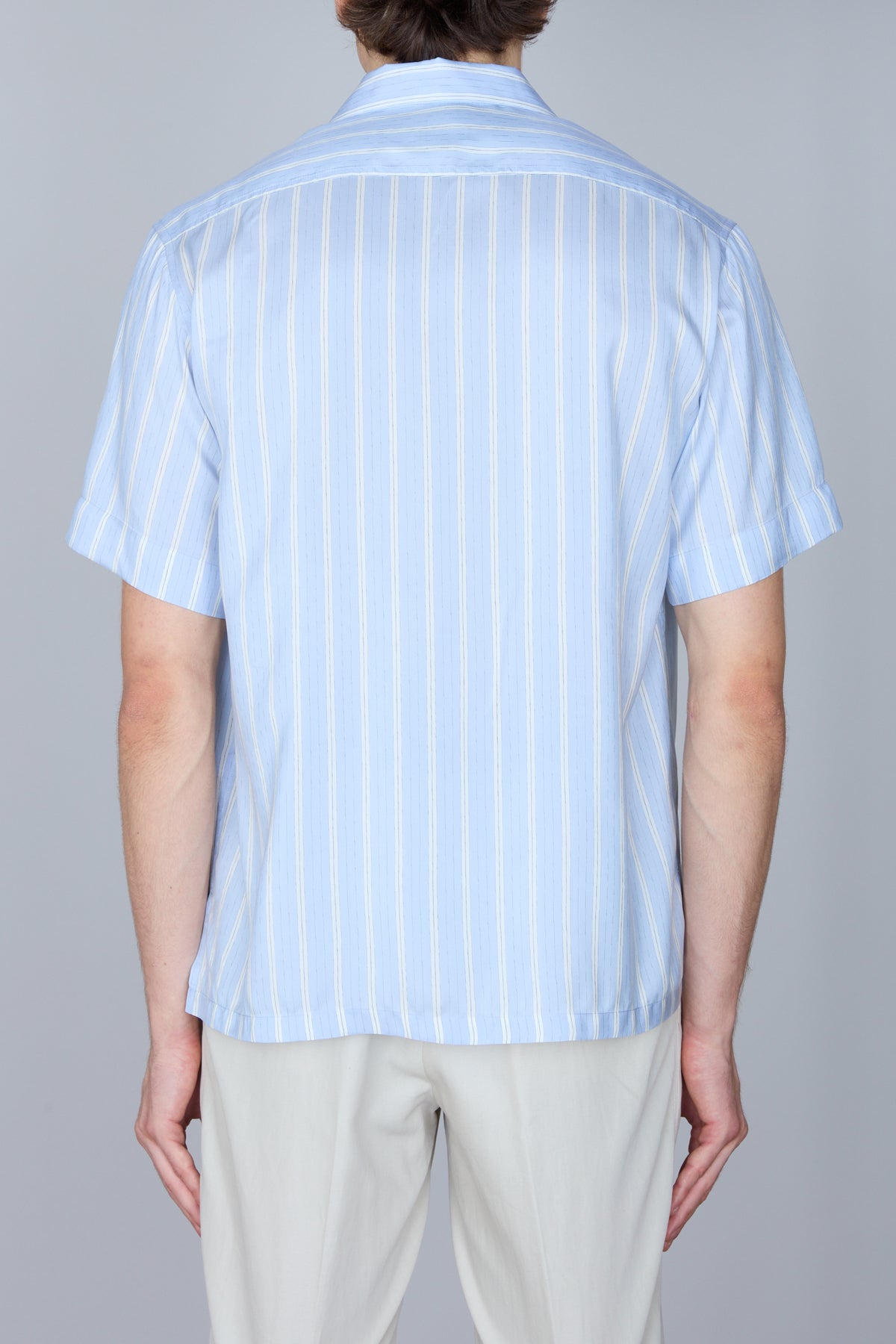 Chemise rayée en soie - Oxford Blue