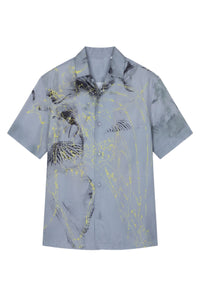 Chemise à motifs en soie - Smoke Blue