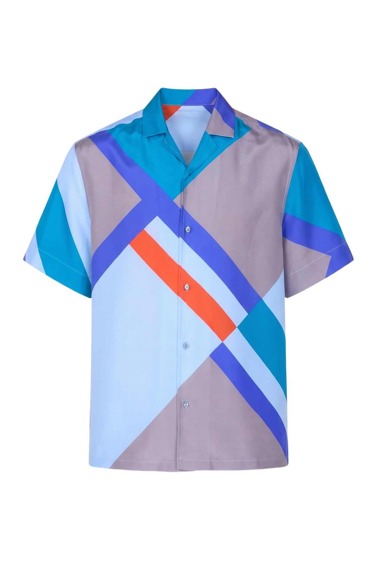 Chemise à motifs géométriques en soie - Soft Grey