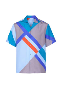 Chemise à motifs géométriques en soie - Soft Grey