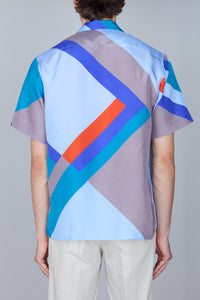 Chemise à motifs géométriques en soie - Soft Grey