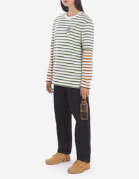 T-shirt Café Kitsuné imprimé à l'avant - Matcha Navy Stripes