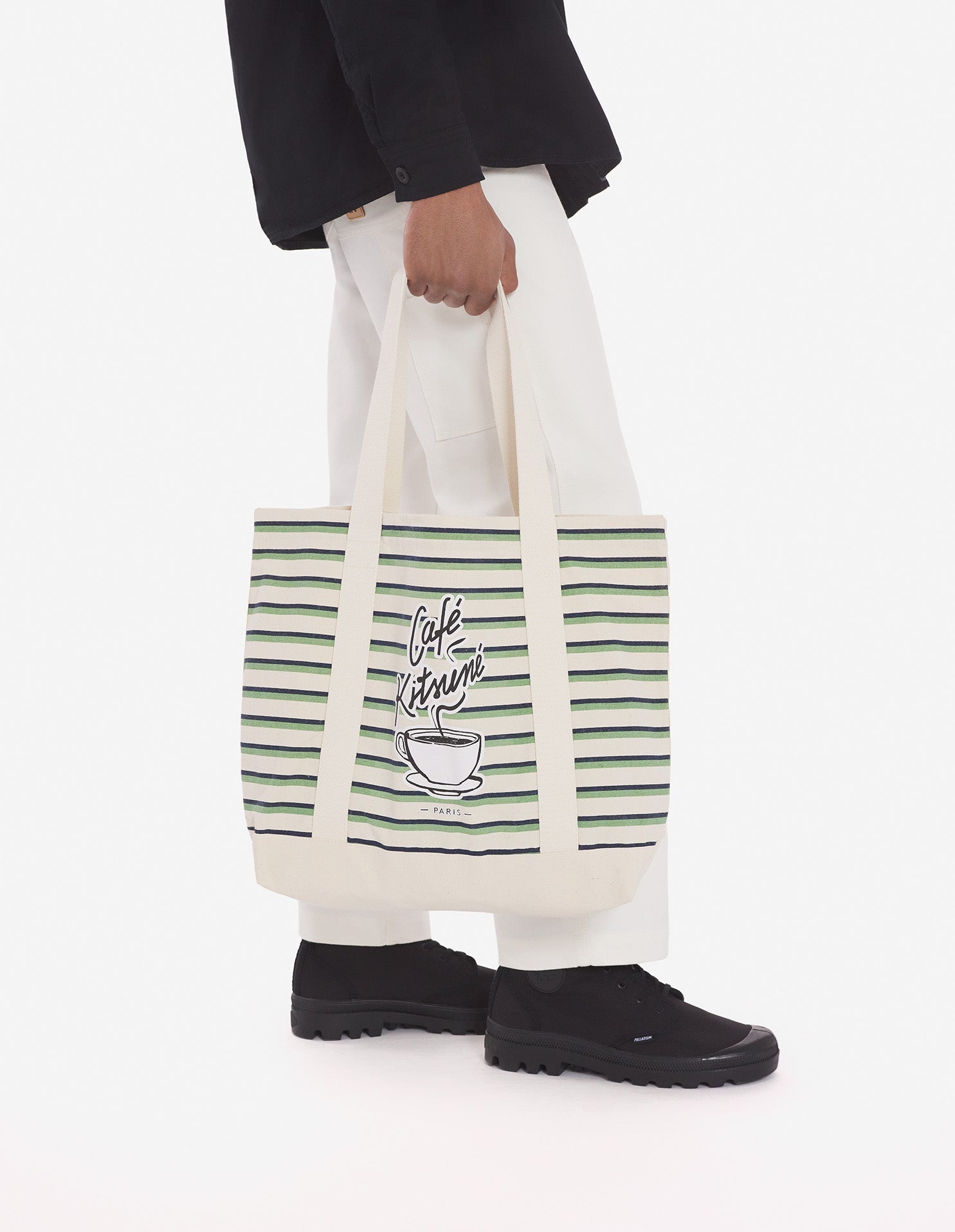 Striped tote bag - Matcha Navy Stripes