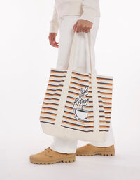 Striped tote bag - Fox White & Navy