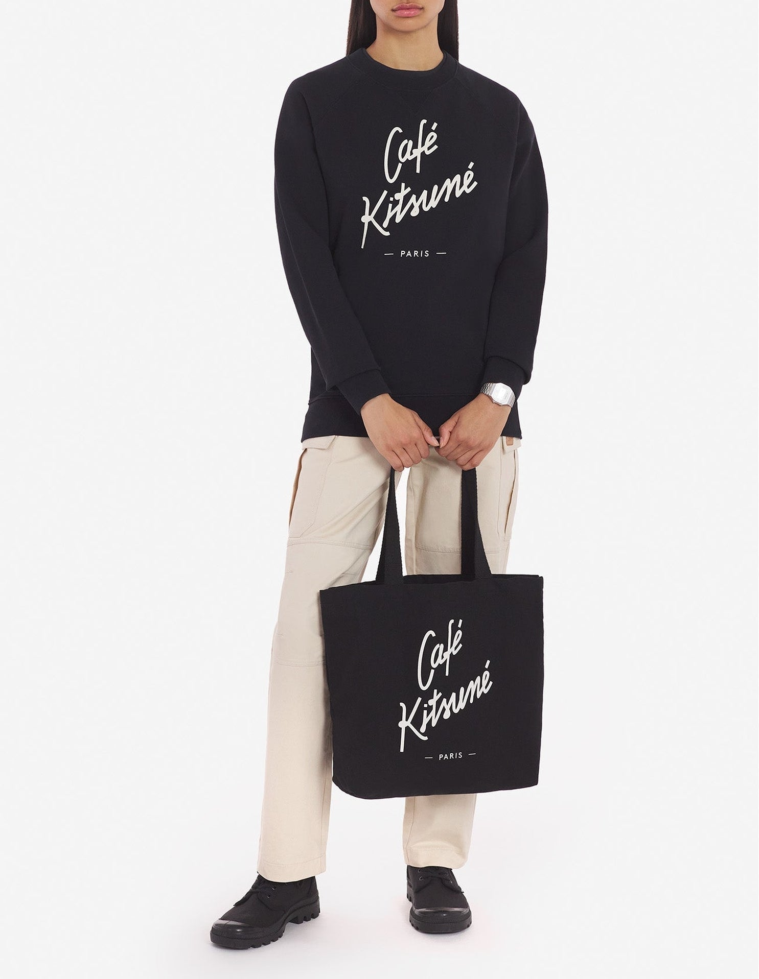 Sweatshirt Café Kitsuné à col rond - Black