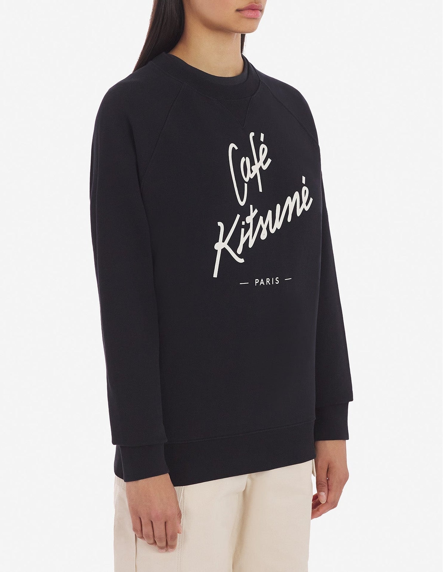Sweatshirt Café Kitsuné à col rond - Black