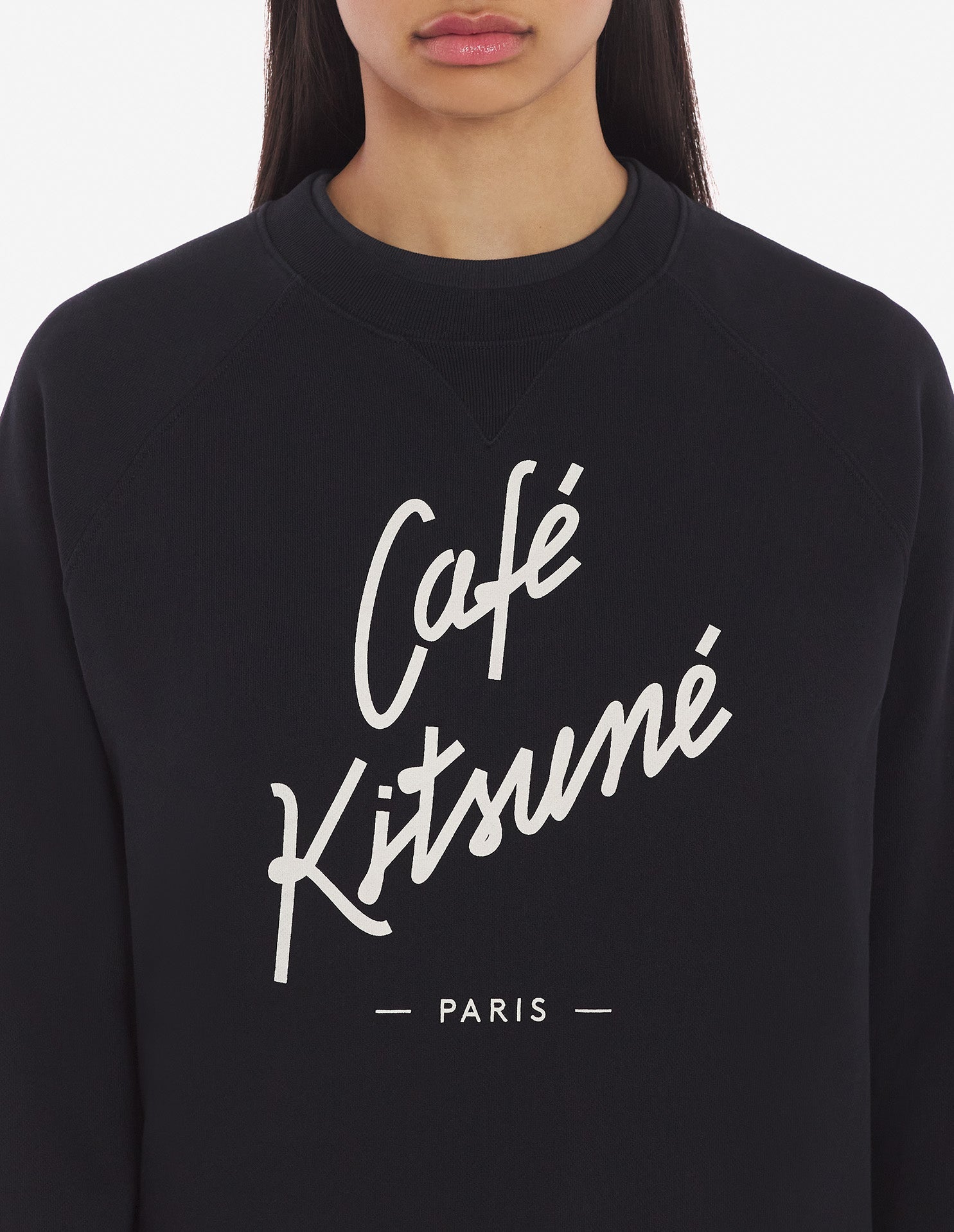 Sweatshirt Café Kitsuné à col rond - Black