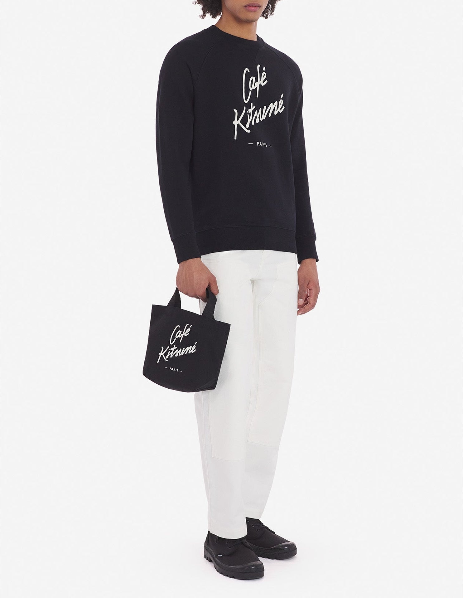 Sweatshirt Café Kitsuné à col rond - Black